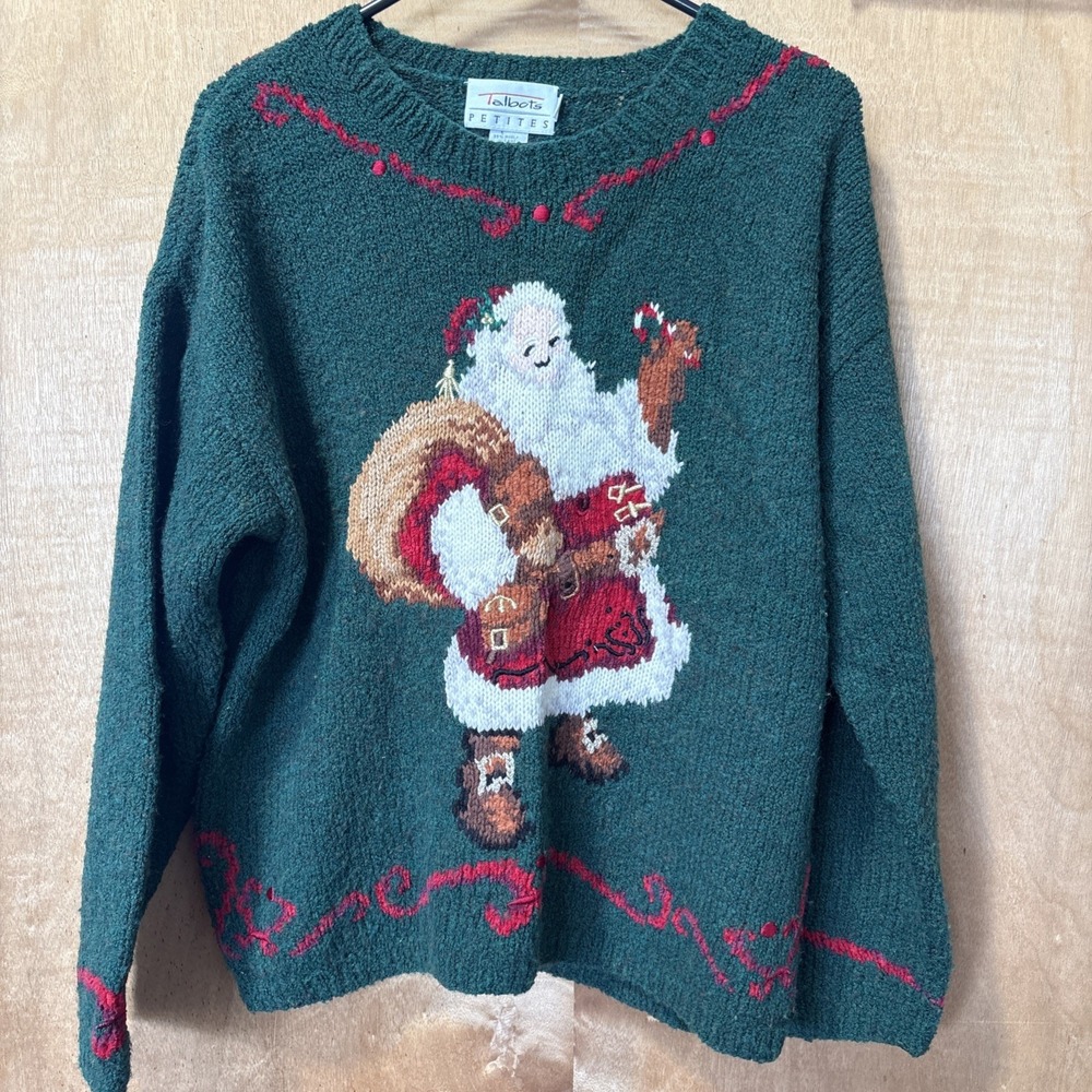 VTG Talbots Petites Medium Christmas Sweater 35% Wool